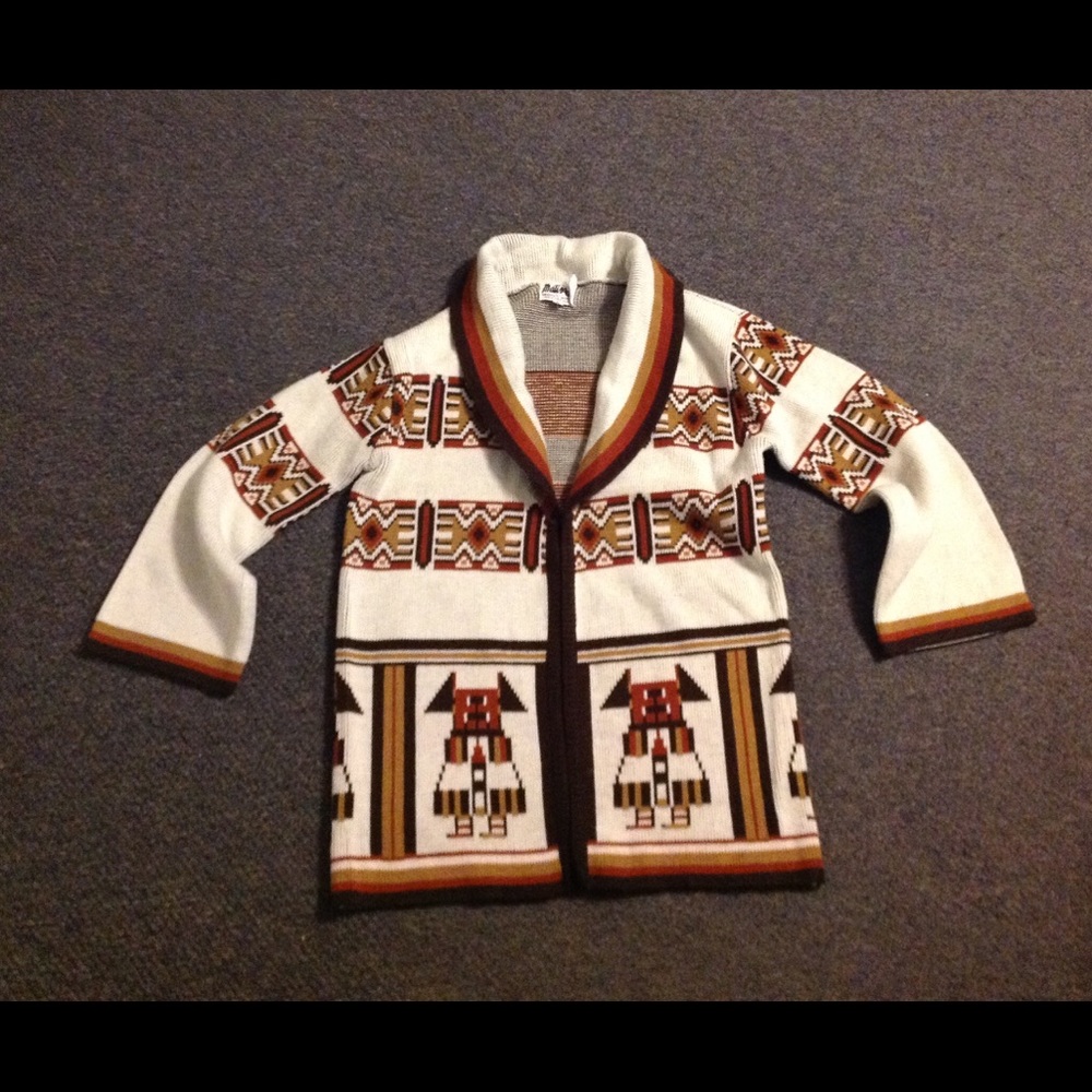 Vintage Ethnic Hangs Open Sweater M